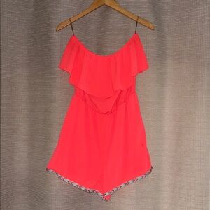 Charolette Rousse Pink Strapless Off the Sholder Romper Sz Large